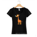 Girafe impression mode personnalisé en gros coton tee shirt fille